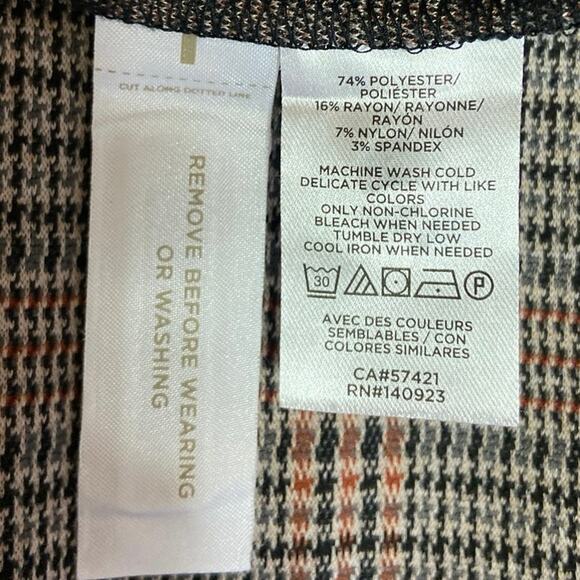 Ann Taylor LOFT Gray Plaid High Rise Skinny Pull On Stretch Ankle Crop Pants M - Picture 5 of 5